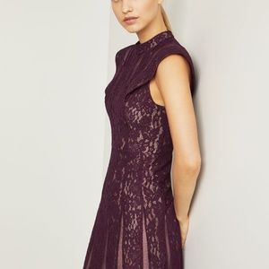 bcbgmaxazria striped floral lace gown